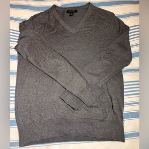 Grey Lightweight V-neck Pullover Sweater